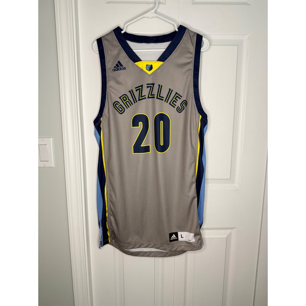 Adidas Memphis Grizzlies NBA Jersey Gray Navy Yellow Number 20 Mens Large